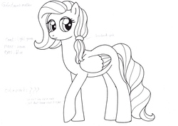 Size: 3495x2473 | Tagged: safe, artist:killerteddybear94, oc, oc only, unnamed oc, pegasus, pony, black and white, blank flank, female, grayscale, high res, looking at you, mare, monochrome, mother, ponytail, reference sheet, sketch, solo, traditional art