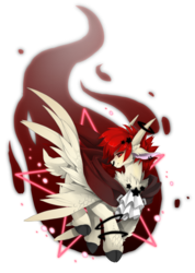Size: 3120x4384 | Tagged: safe, artist:taiga-blackfield, oc, oc only, devil, goat, hybrid, cloven hooves, male, nose piercing, piercing, red hair, simple background, solo, spread wings, stallion, transparent background, wings