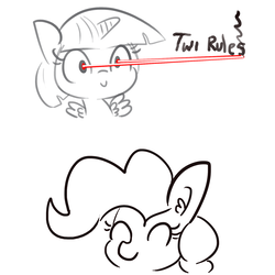 Size: 1650x1650 | Tagged: safe, artist:tjpones, pinkie pie, twilight sparkle, alicorn, earth pony, pony, g4, bust, c:, cute, description is relevant, doodle, duo, duo female, ear fluff, eye beams, eyes closed, female, mare, ponk, simple background, smiling, smoke, spread wings, tutorial, twilight sparkle (alicorn), white background, wings