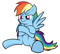 Size: 2788x2500 | Tagged: safe, artist:reconprobe, rainbow dash, pegasus, pony, g4, annoyed, female, high res, mare, simple background, sitting, solo, transparent background