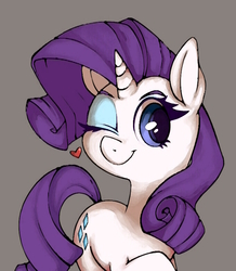 Size: 679x777 | Tagged: artist needed, safe, rarity, pony, unicorn, g4, female, mare, one eye closed, solo, wink