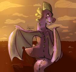 Size: 1280x1216 | Tagged: safe, artist:undetermined-soul, spike, g4, male, older, older spike, solo, winged spike, wings