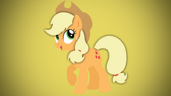 Size: 1366x768 | Tagged: safe, artist:4ourletters, applejack, earth pony, pony, g4, female, gradient background, lineless, mare, solo, wallpaper