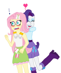 Size: 1800x2155 | Tagged: safe, artist:bigpurplemuppet99, fluttershy, rarity, equestria girls, g4, blushing, female, hug, lesbian, ship:flarity, shipping, simple background, transparent background