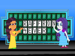 Size: 4032x3024 | Tagged: safe, artist:ktd1993, rarity, saffron masala, equestria girls, g4, equestria girls-ified, female, lesbian, raffron, shipping, wheel of fortune