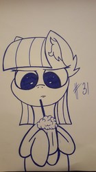 Size: 2984x5312 | Tagged: safe, artist:luriel maelstrom, maud pie, earth pony, pony, g4, milkshake, traditional art, unamused