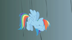 Size: 1280x720 | Tagged: safe, screencap, rainbow dash, pony, dragonshy, g4, eyes closed, female, solo