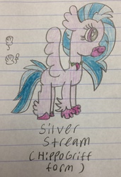 Size: 2105x3072 | Tagged: safe, artist:smurfettyblue, silverstream, classical hippogriff, hippogriff, g4, school daze, season 8, female, high res, lined paper, solo, traditional art