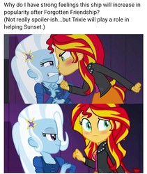 Size: 717x851 | Tagged: safe, sunset shimmer, trixie, equestria girls, equestria girls specials, g4, my little pony equestria girls: better together, my little pony equestria girls: forgotten friendship, my little pony equestria girls: rainbow rocks, female, image macro, lesbian, meme, ship:suntrix, shipping