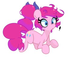 Size: 1800x1350 | Tagged: safe, artist:turtlefarminguy, pinkie pie, earth pony, pony, g4, :p, alternate hairstyle, blushing, cute, diapinkes, exclamation point, female, mare, ponk, simple background, smiling, solo, tongue out, transparent background, wide eyes