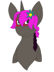 Size: 1536x2048 | Tagged: safe, artist:artisticfangirl7, oc, oc only, oc:grey skies (ice1517), alicorn, pony, alicorn oc, female, flower, glasses, mare, simple background, solo, transparent background