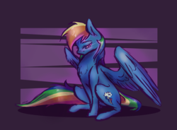 Size: 1900x1400 | Tagged: safe, artist:eternalsubscriber, rainbow dash, pegasus, pony, g4, female, mare, multicolored hair, sitting, solo