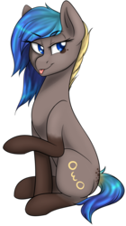 Size: 1024x1831 | Tagged: safe, artist:snowpaca, oc, oc only, owo, raised hoof, simple background, sitting, tongue out, transparent background