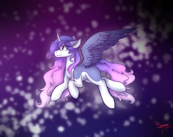 Size: 2400x1900 | Tagged: safe, artist:snowpaca, oc, oc only, oc:harmony, alicorn, pony, alicorn oc, colored wings, multicolored hair, multicolored wings, space