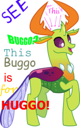 Size: 647x1024 | Tagged: safe, artist:hendro107, edit, thorax, changedling, changeling, g4, comic sans, huggable, king thorax, male, meme, simple background, solo, white background