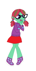 Size: 262x520 | Tagged: safe, oc, oc only, oc:straight a's, equestria girls, g4, adorkable, boots, clothes, cute, dork, equestria girls-ified, glasses, pigtails, rain boots, shoes, skirt, sweater