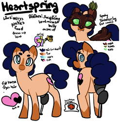 Size: 2023x2049 | Tagged: safe, artist:/d/non, oc, oc only, oc:grumpy mare, oc:heartspring, oc:star shower, earth pony, original species, pony, timber pony, timber wolf, amputee, cutie mark, high res, prosthetic leg, prosthetic limb, prosthetics, reference sheet, simple background, species swap, updated, white background