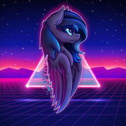 Size: 800x800 | Tagged: safe, oc, oc only, oc:nyreen, pony, 80s, retro, solo, synthwave, vaporwave