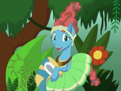 Size: 4096x3072 | Tagged: safe, artist:settop, meadowbrook, earth pony, pony, g4, clothes, dress, female, healer's mask, mare, mask, scene interpretation, solo, swamp