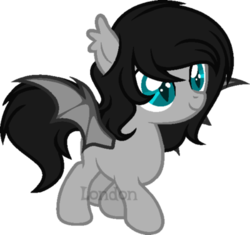 Size: 400x376 | Tagged: safe, artist:t-aroutachiikun, oc, oc only, oc:walpurgis nacht, bat pony, pony, base used, colt, male, simple background, solo, transparent background, younger