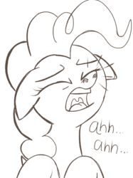 Size: 2048x2732 | Tagged: artist needed, safe, pinkie pie, earth pony, pony, g4, eyes closed, female, high res, mare, monochrome, nostril flare, nostrils, open mouth, pre sneeze, simple background, sketch, sneezing, solo, white background