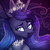 Size: 500x500 | Tagged: safe, artist:sararini, princess luna, alicorn, pony, g4, bust, female, looking at you, magic, mare, portrait, sad, signature, solo, stars