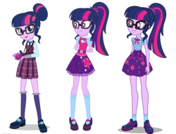 Size: 1519x1152 | Tagged: safe, artist:aqua-pony, artist:seahawk270, sci-twi, twilight sparkle, a fine line, equestria girls, equestria girls specials, g4, my little pony equestria girls: better together, my little pony equestria girls: friendship games, adorkable, arm behind back, belt, bowtie, clothes, comparison, crystal prep academy, crystal prep academy uniform, crystal prep shadowbolts, cute, cutie mark on clothes, dork, eqg promo pose set, female, geode of telekinesis, glasses, hair bun, magic capture device, magical geodes, mary janes, meganekko, open mouth, pleated skirt, ponytail, school uniform, shoes, simple background, skirt, smiling, socks, solo, standing, transparent background, twiabetes, vector