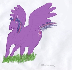 Size: 1968x1927 | Tagged: safe, artist:troticon, derpibooru exclusive, twilight sparkle, alicorn, horse, pony, g4, female, grass, hoers, majestic as fuck, muscles, realistic, simple background, solo, twilight muscle, twilight sparkle (alicorn), white background
