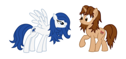 Size: 12000x5610 | Tagged: safe, artist:3luk, oc, oc only, oc:elica, oc:rin, pegasus, pony, unicorn, absurd resolution, female, mare, simple background, transparent background, vector