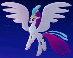 Size: 843x667 | Tagged: safe, screencap, queen novo, classical hippogriff, hippogriff, g4, my little pony: the movie, cropped, feathered fetlocks, female, flying, majestic, queen, solo