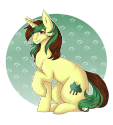 Size: 1024x1138 | Tagged: safe, artist:themstap, oc, oc only, oc:northern spring, pony, unicorn, abstract background, female, mare, raised hoof, simple background, sitting, solo, transparent background