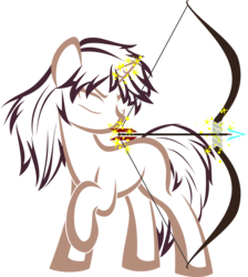 Size: 4714x5251 | Tagged: safe, artist:up1ter, oc, oc only, oc:clouded wisp, pony, unicorn, absurd resolution, arrow, bow (weapon), female, glowing horn, horn, lineart, looking back, magic, magic glow, simple background, solo, transparent background