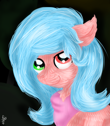 Size: 1300x1500 | Tagged: safe, artist:euspuche, oc, oc only, oc:pudding shimmer age, earth pony, pony, bust, female, heterochromia, looking at you, portrait, realistic, simple background, smiling