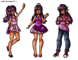 Size: 3850x2975 | Tagged: safe, artist:mylittleyuri, twilight sparkle, human, g4, armpits, clothes, converse, cute, dark skin, digital art, dress, feet, female, high res, humanized, jeans, paint tool sai, pants, sandals, shoes, sneakers, solo, sweater, swimsuit, twiabetes