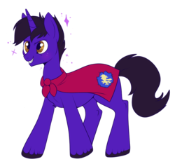 Size: 800x750 | Tagged: safe, artist:lulubell, oc, oc only, oc:crystalline wind, pony, unicorn, cape, clothes, cmc cape, determined, male, solo, stallion