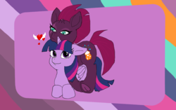 Size: 1024x645 | Tagged: safe, artist:schoolme1, fizzlepop berrytwist, tempest shadow, twilight sparkle, alicorn, pony, g4, my little pony: the movie, female, lesbian, ship:tempestlight, shipping, twilight sparkle (alicorn), twizzle