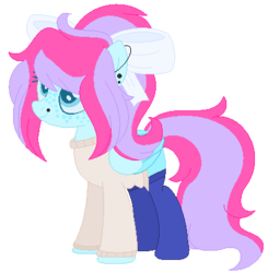 Size: 407x415 | Tagged: safe, artist:bezziie, oc, oc only, oc:strawberry pie, pegasus, pony, base used, bow, clothes, female, hair bow, mare, simple background, socks, solo, sweater, transparent background