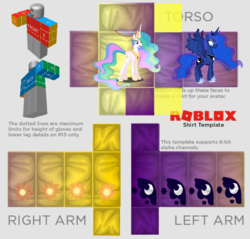 Size: 585x559 | Tagged: safe, princess celestia, princess luna, alicorn, pony, g4, clothes, duo, female, mare, roblox, shirt, template