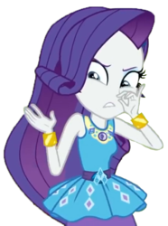 Size: 458x616 | Tagged: safe, edit, edited screencap, editor:ktd1993, screencap, rarity, a queen of clubs, equestria girls, g4, my little pony equestria girls: better together, clothes, dress, female, geode of shielding, holding nose, magical geodes, plugged nose, rarity is not amused, solo, unamused