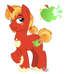 Size: 1553x1741 | Tagged: safe, artist:strawberry-spritz, oc, oc only, unnamed oc, pony, unicorn, facial hair, goatee, magical gay spawn, male, not big macintosh, offspring, parent:big macintosh, parent:sunburst, parents:macburst, simple background, solo, stallion, transparent background, weird ship wednesday