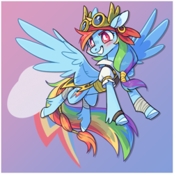 Size: 1200x1200 | Tagged: safe, artist:xenon, rainbow dash, pegasus, pony, g4, my little pony: the movie, clothes, cutie mark, cutie mark background, ear piercing, earring, female, goggles, gradient background, jewelry, mare, piercing, pirate, pirate rainbow dash, solo, unshorn fetlocks