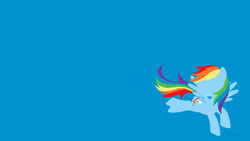 Size: 1920x1080 | Tagged: safe, artist:matsumayu, rainbow dash, pegasus, pony, g4, blue background, cutie mark, female, hooves, lineless, mare, minimalist, modern art, simple background, solo, spread wings, wallpaper, wings