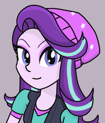 Size: 507x590 | Tagged: safe, artist:boushi33, starlight glimmer, equestria girls, equestria girls specials, g4, my little pony equestria girls: mirror magic, beanie, clothes, female, hat, simple background, smiling, solo, vest