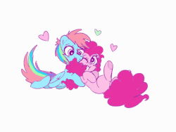 Size: 560x420 | Tagged: safe, artist:pinkablue, pinkie pie, rainbow dash, earth pony, pegasus, pony, g4, animated, female, frame by frame, heart, hug, lesbian, mare, ship:pinkiedash, shipping, simple background, squigglevision, white background