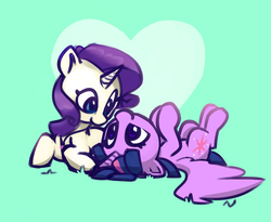 Size: 3000x2454 | Tagged: safe, artist:lilfunkman, rarity, twilight sparkle, alicorn, pony, unicorn, fanfic:the enchanted library, g4, cute, duo, female, heart, high res, lesbian, looking at each other, mare, raribetes, ship:rarilight, shipping, simple background, teal background, twiabetes, twilight sparkle (alicorn), weapons-grade cute