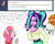 Size: 1000x800 | Tagged: safe, artist:jake heritagu, adagio dazzle, aria blaze, oc, oc:honeycrisp blossom, comic:aria's archives, equestria girls, g4, ask, clothes, cross-popping veins, offspring, parent:big macintosh, parent:princess cadance, parents:cadmac, speech bubble, tumblr