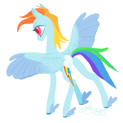 Size: 700x700 | Tagged: safe, artist:creeate97, rainbow dash, pegasus, pony, g4, feathered fetlocks, female, mare, simple background, solo, white background, winged hooves, wings