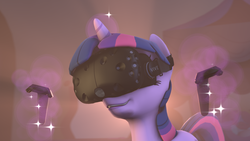 Size: 3840x2160 | Tagged: safe, artist:epiclper, twilight sparkle, alicorn, pony, g4, 3d, high res, htc vive, levitation, magic, source filmmaker, telekinesis, twilight sparkle (alicorn), virtual reality, vr headset