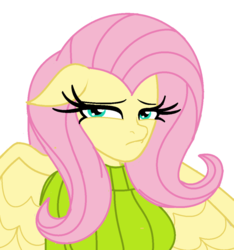 Size: 800x855 | Tagged: safe, artist:cbear624, fluttershy, pegasus, anthro, g4, breasts, busty fluttershy, clothes, female, simple background, solo, sweater, sweatershy, transparent background