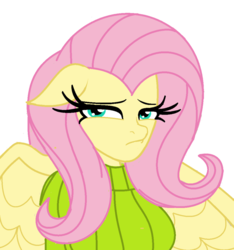 Size: 800x855 | Tagged: safe, artist:php198, fluttershy, pegasus, anthro, g4, breasts, busty fluttershy, clothes, female, simple background, solo, sweater, sweatershy, transparent background